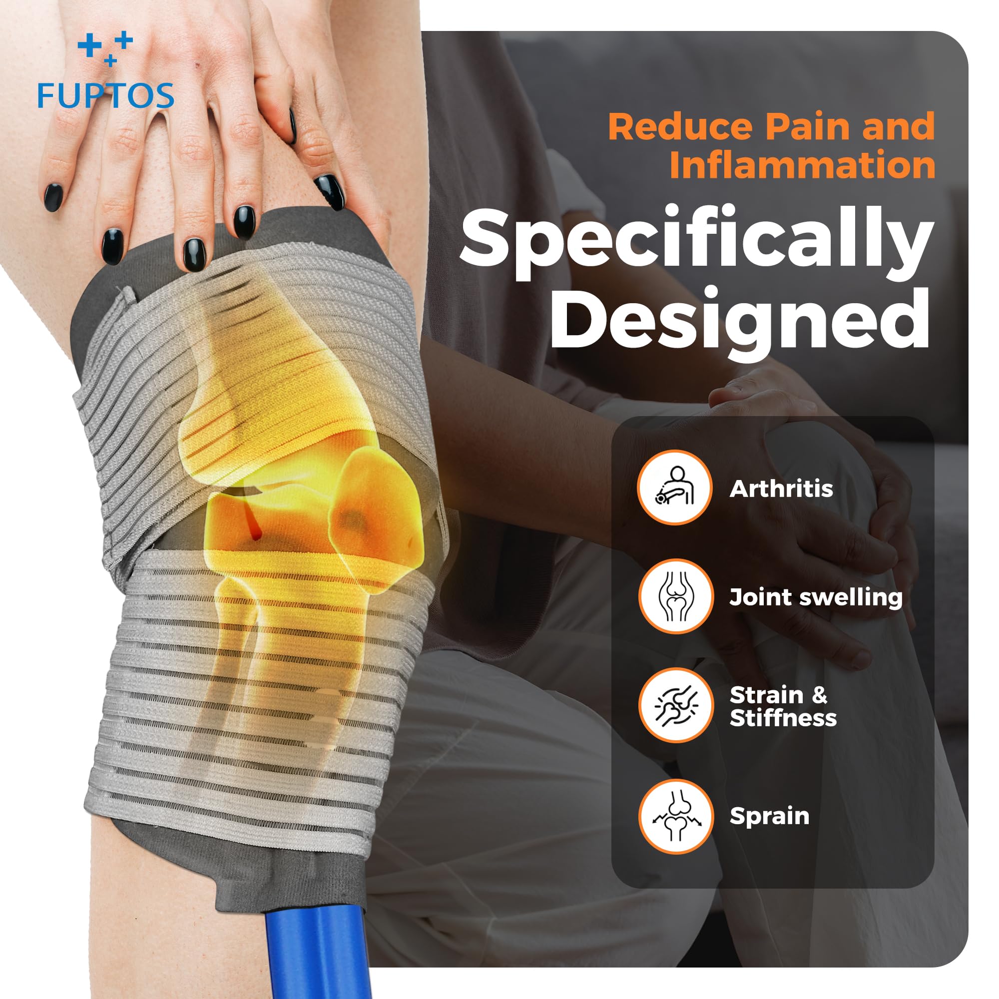 Fuptos universal cold therapy pad adapts to multiple body areas.