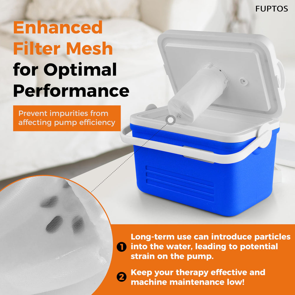 Fuptos insulated cooling reservoir slows ice melt for extended relief.