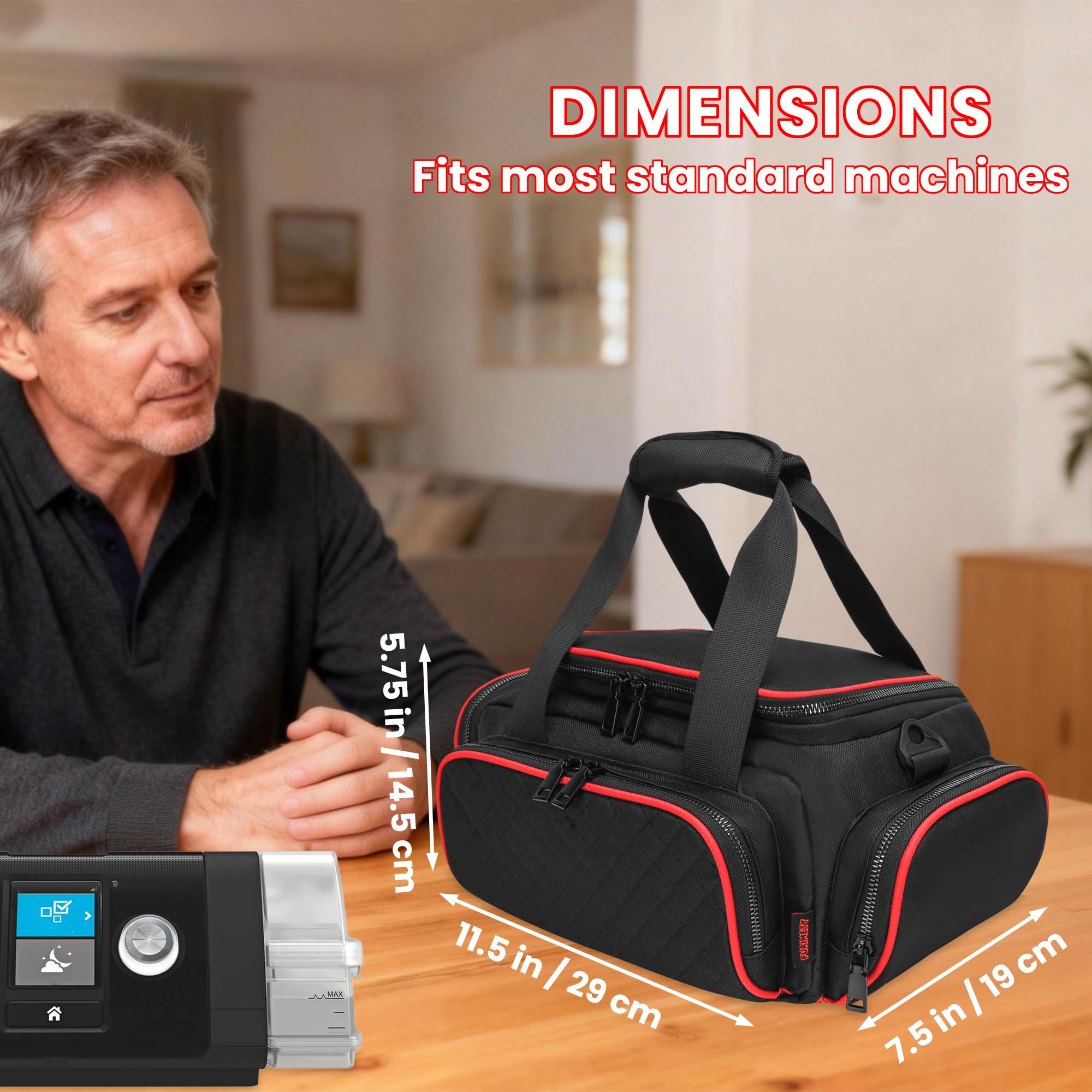 FURIMETY CPAP travel bag luggage strap for hands-free travel.