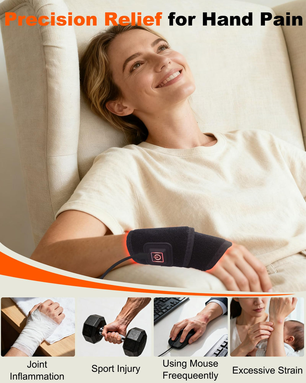 Furlove heat-assisted wrist therapy belt delivering gentle warmth during use.