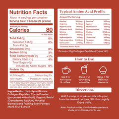 Close-up of label on Further Food chocolate collagen with Reishi detailing ingredients