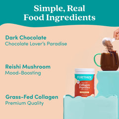 Coffee cup with Further Food chocolate collagen Reishi creamer added