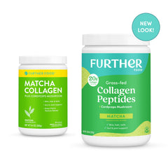 Further Food Matcha Collagen Powder packaging highlights premium ingredients.