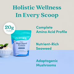 Further Food organic pea protein 20g per scoop close-up.
