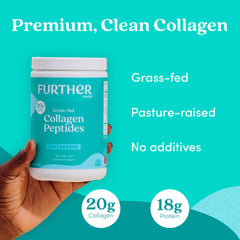 Further Food unflavored collagen pours into coffee for a neutral boost.