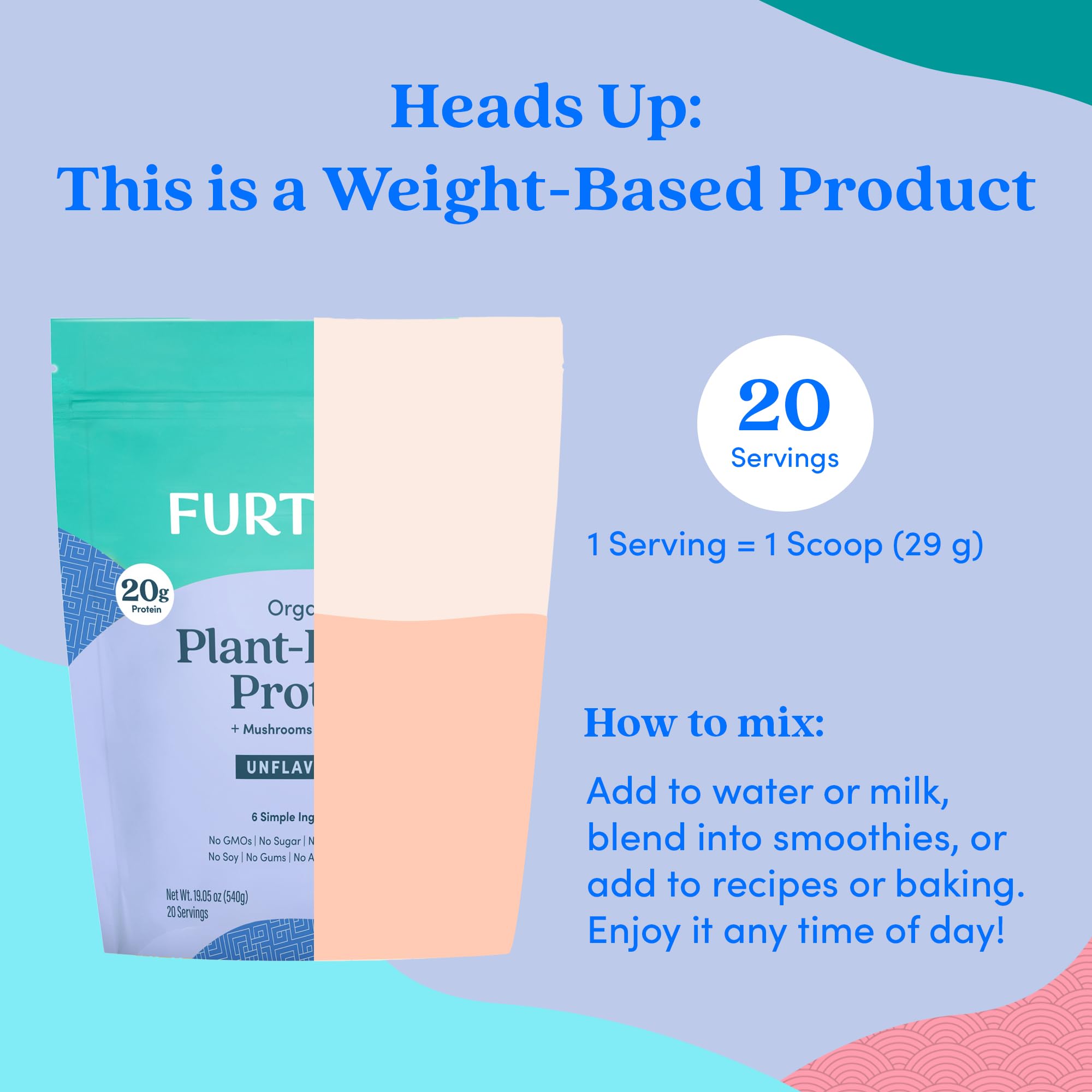 Unflavored powder dissolves smoothly into water or milk.