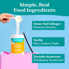 Further Food Vanilla Collagen Powder smoothie tumbler to boost beauty-friendly nutrition.