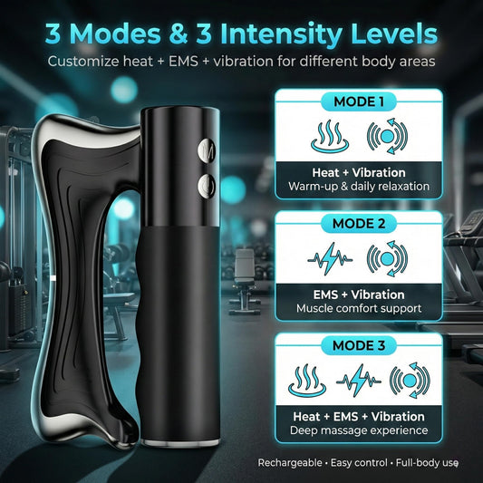 Futsuak Sculptor handheld use demonstrates ergonomic grip for targeted massage