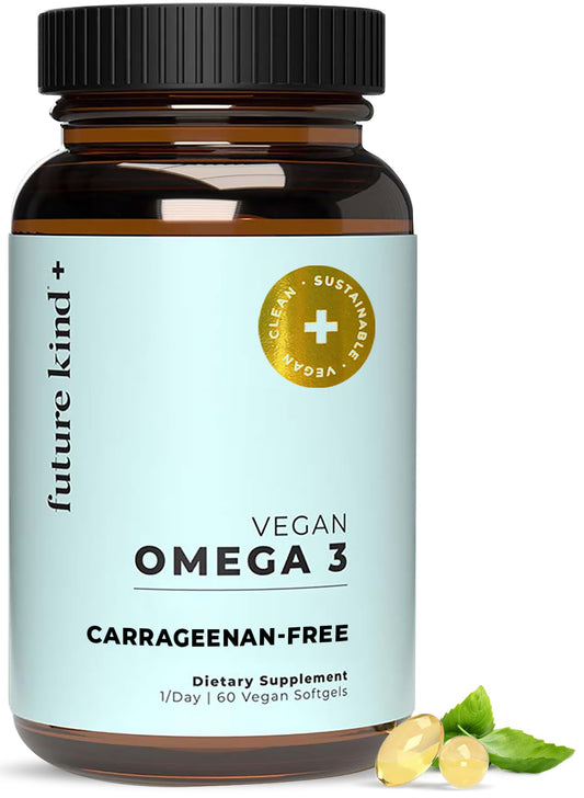 Future Kind Omega-3 citrus bottle with softgels for daily clarity.