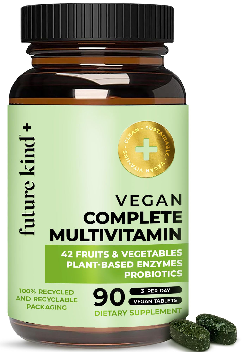 Future Kind Vegan Multivitamins Complete bottle front view supports daily wellness.