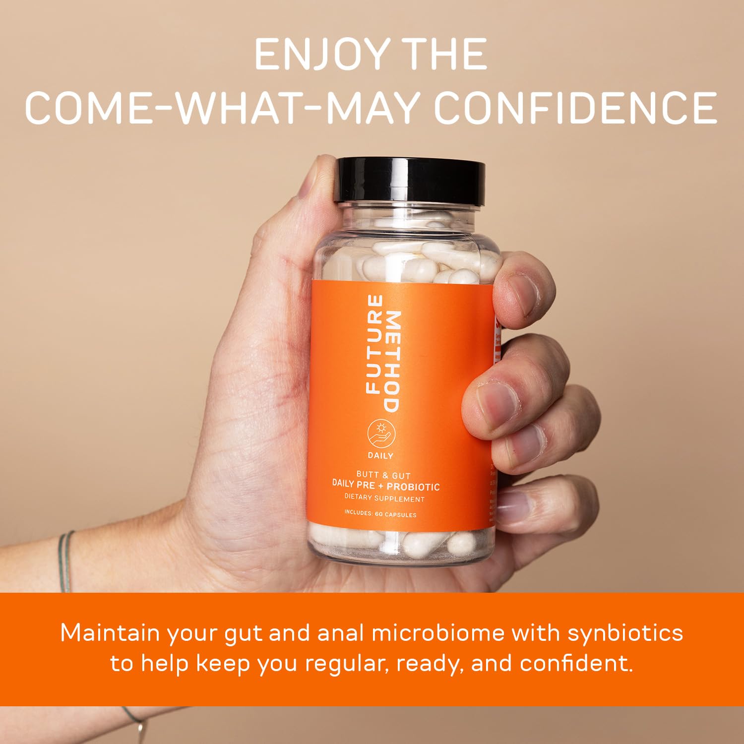 Future Method synbiotic capsules closeup highlighting microencapsulated delivery