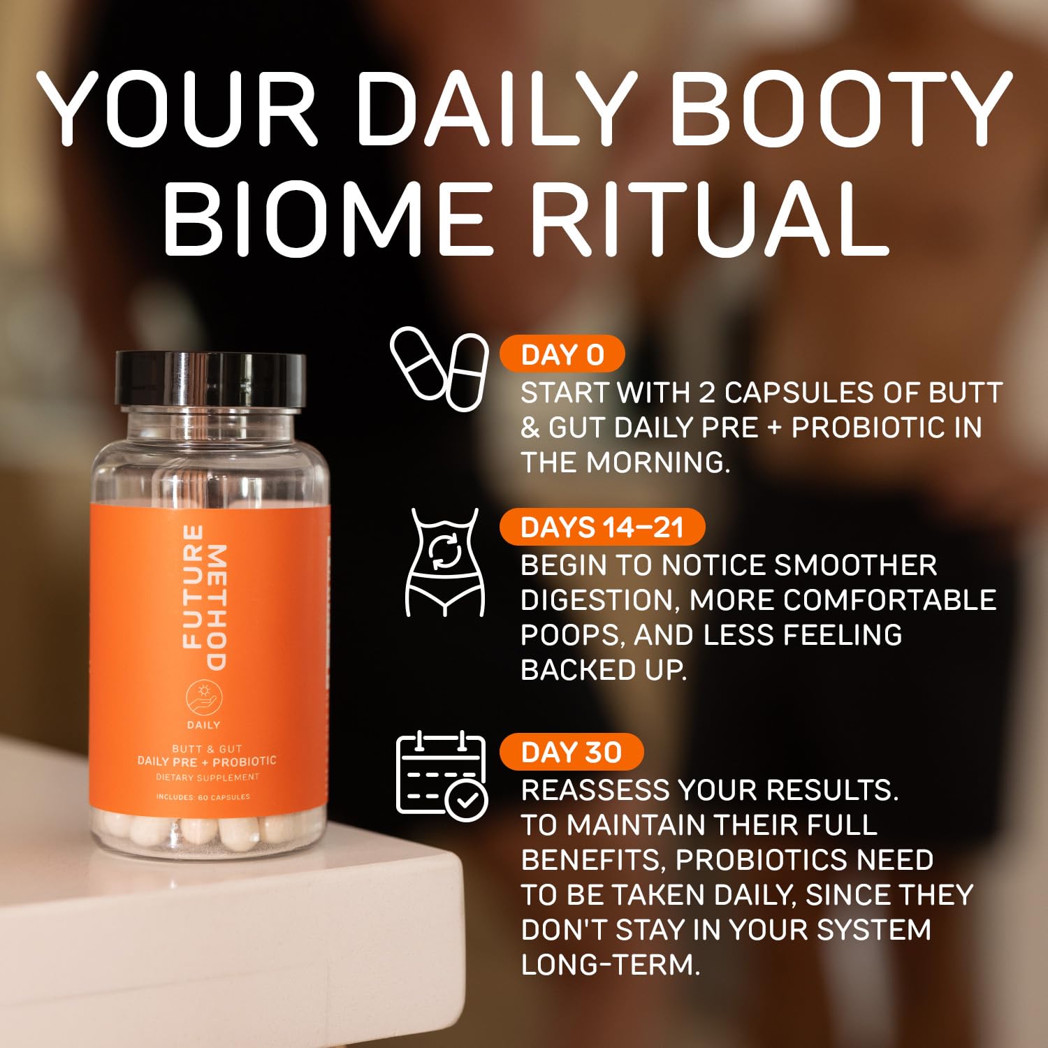 Future Method synbiotic packaging in a clean lifestyle setting