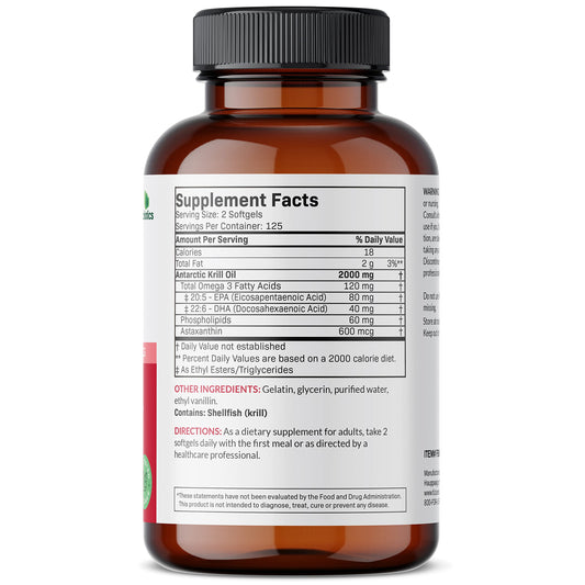 Close-up of Futurebiotics softgels highlighting krill oil content for daily use.