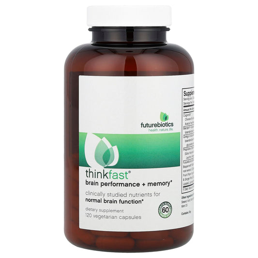 Futurebiotics ThinkFast bottle front promoting daytime focus and mental clarity