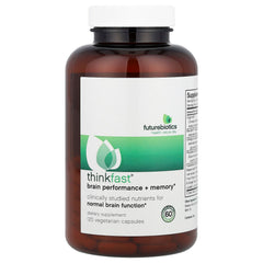 Futurebiotics ThinkFast bottle front promoting daytime focus and mental clarity