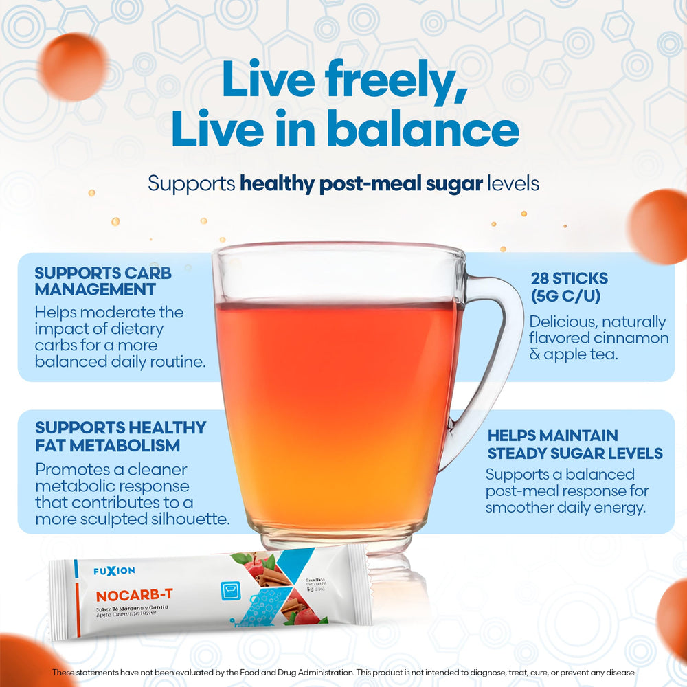 FuXion NoCarb-T Cinnamon Detox Tea cup captures warm, inviting apple cinnamon aroma.