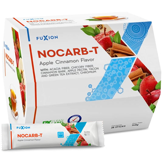 FuXion NoCarb-T Cinnamon Detox Tea packaging shows convenient sachets for easy daily use.