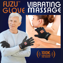 Fuzu vibrating massage glove uses breathable Lycra for comfortable, flexible wear