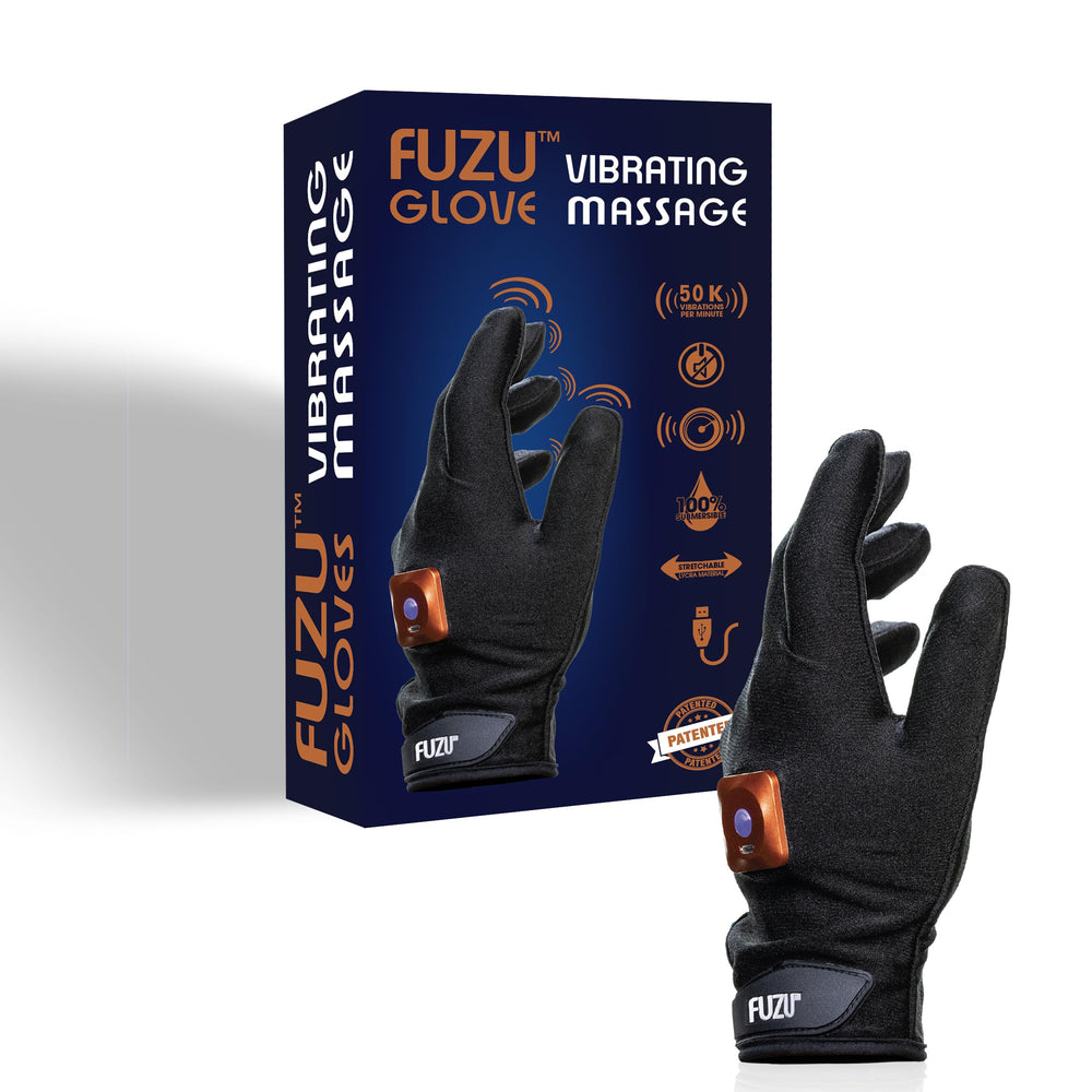 Fuzu vibrating massage glove is rechargeable via dual USB, delivering up to 60 minutes