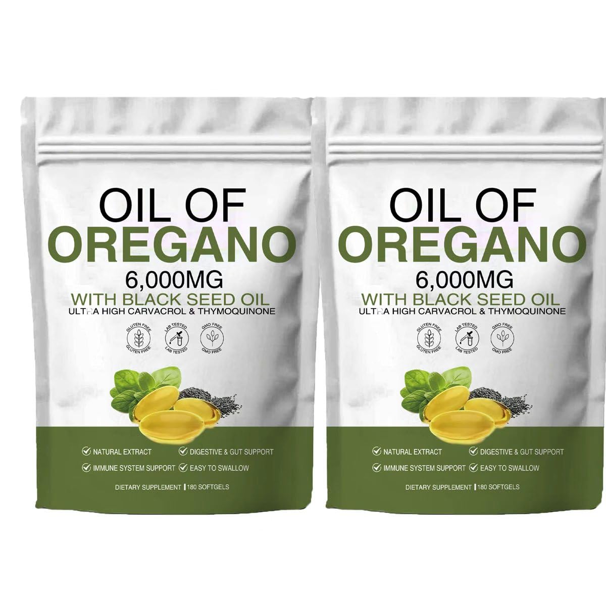 FW ZONE Oil of Oregano bottle front view, 360-count, for daily immune support.