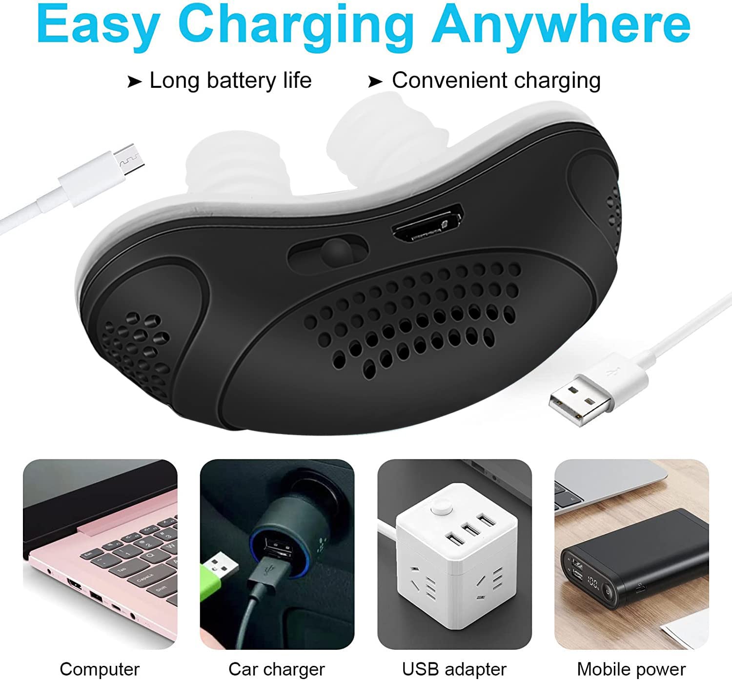 FXMFXM electric anti-snoring device rechargeable case keeps the device ready for travel