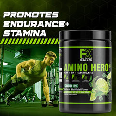 Hydration bottle with Amino Hero Sour Ice during a workout