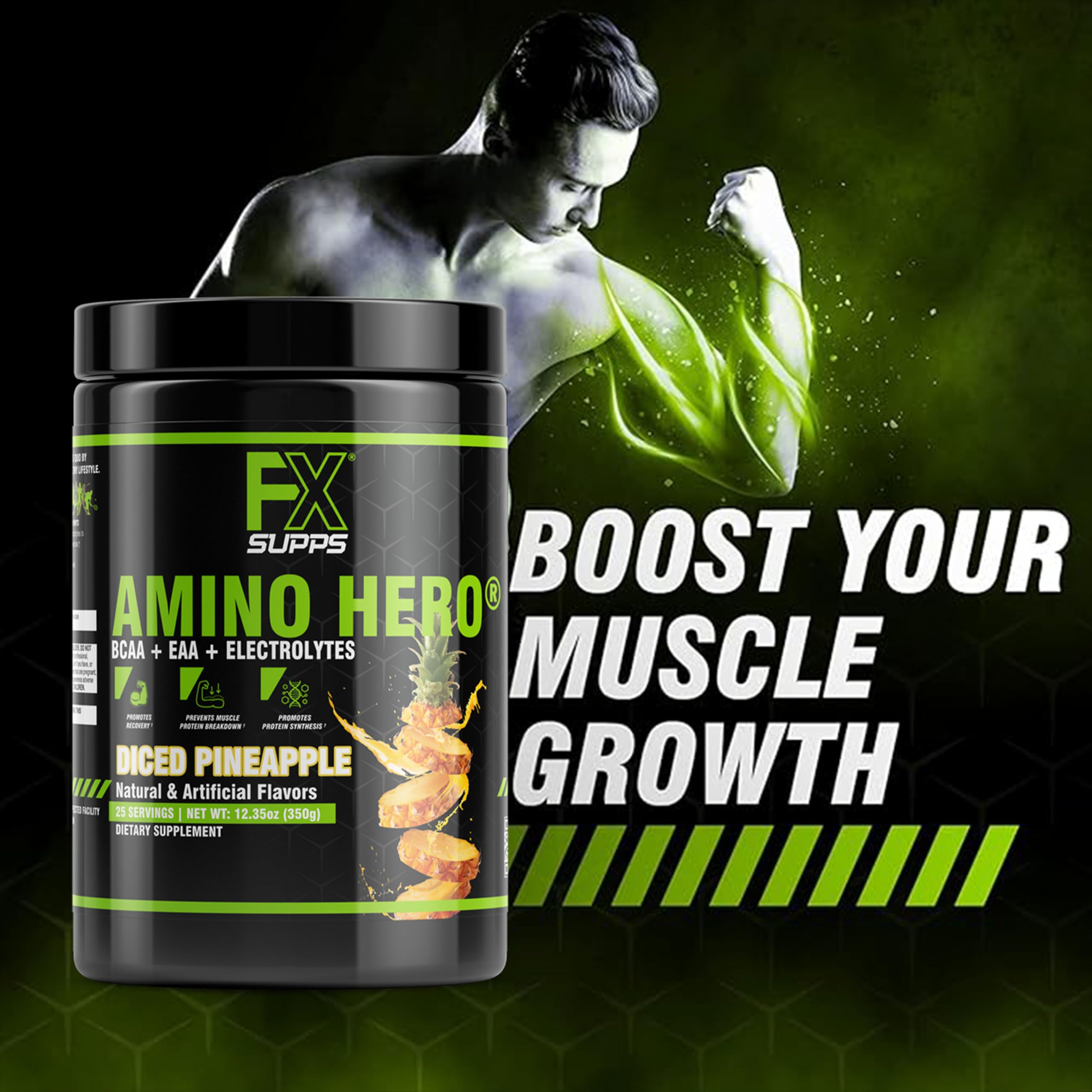 Amino Hero pineapple shake being prepared for quick recovery
