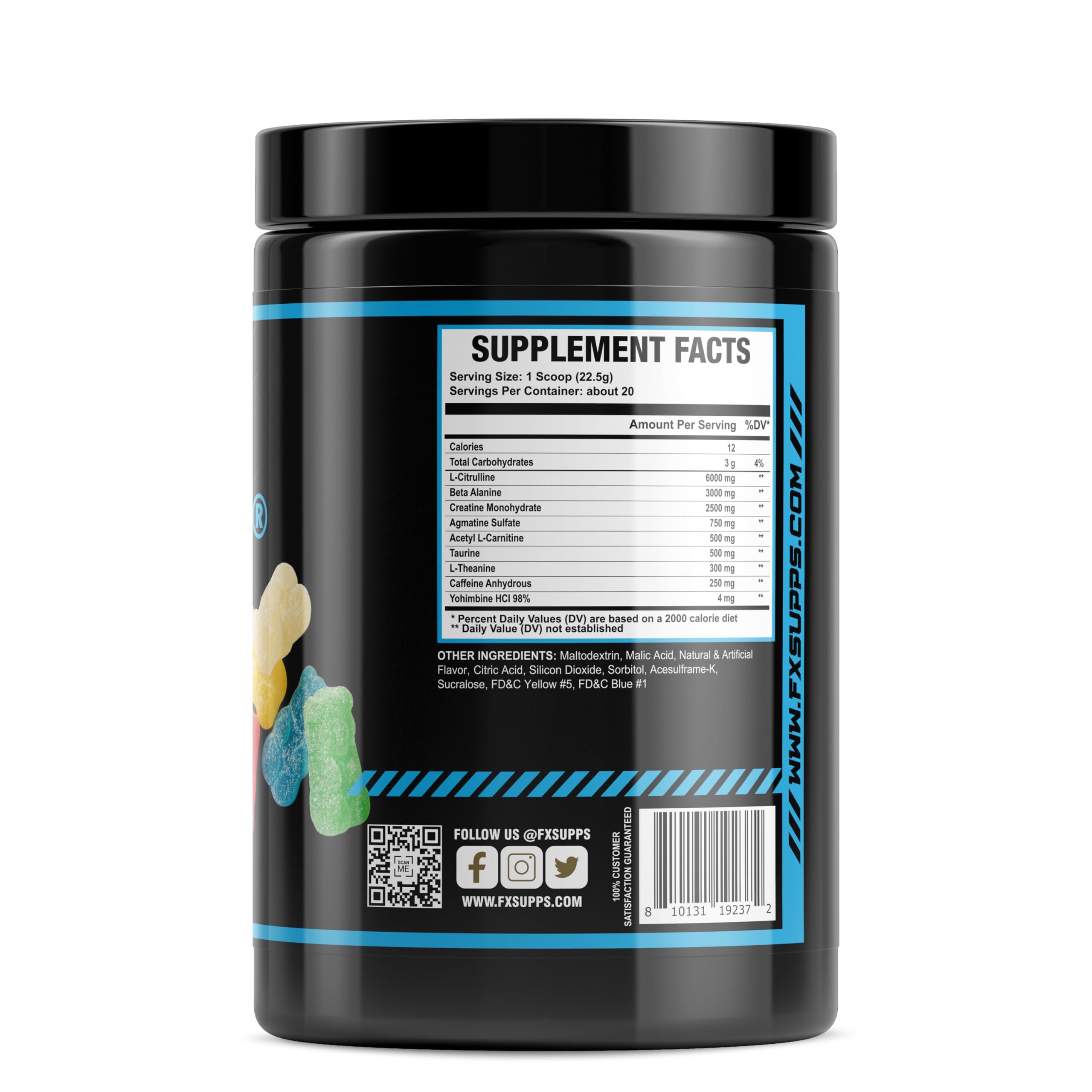 FXSUPPS Catalyft ingredient list close-up featuring creatine and beta-alanine for performance.
