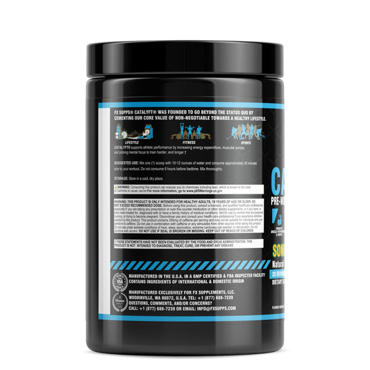 FXSUPPS Catalyft scoop dispensing powder for quick mix before training.