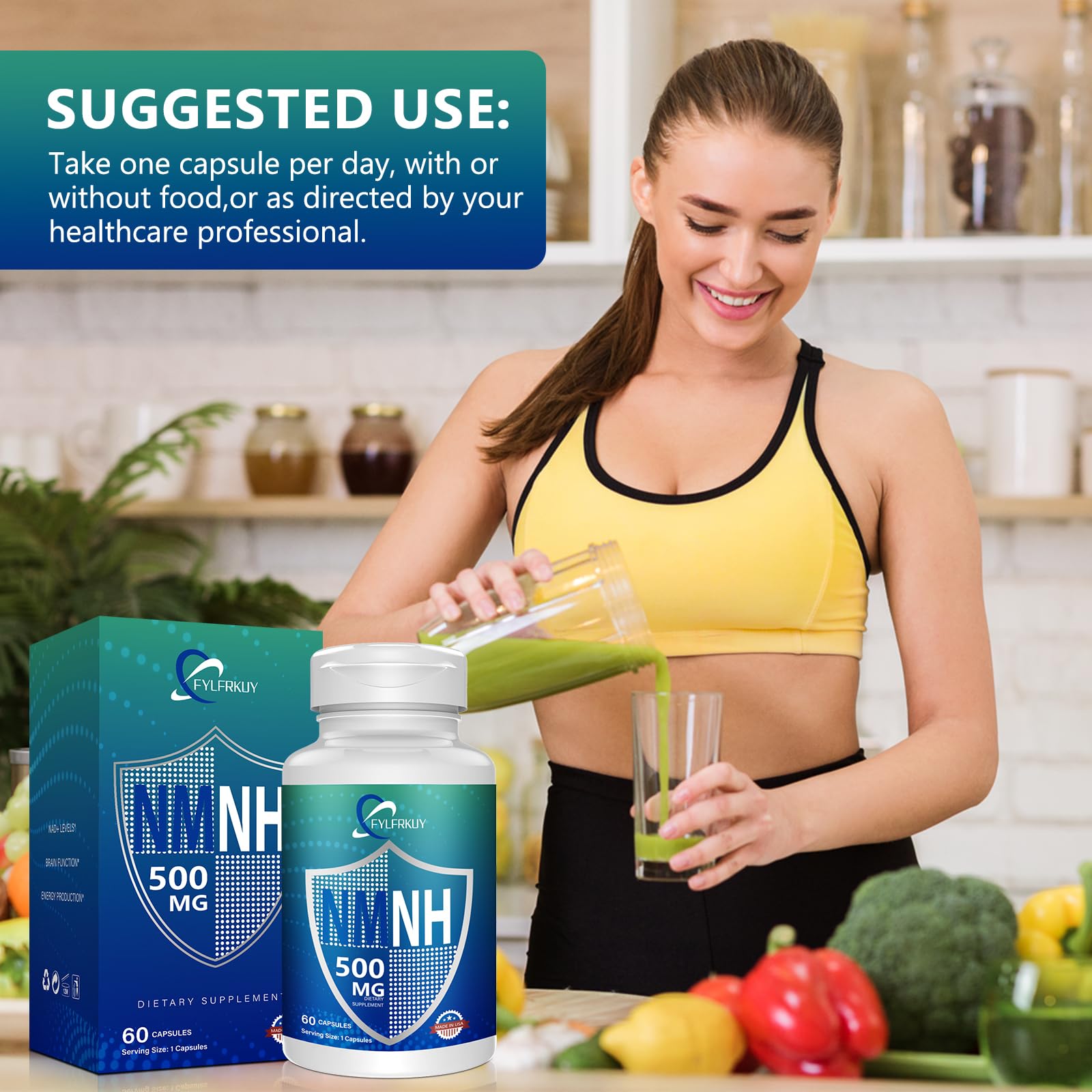 FYLFRKUY NMNH open cap with spoon for convenient daily serving