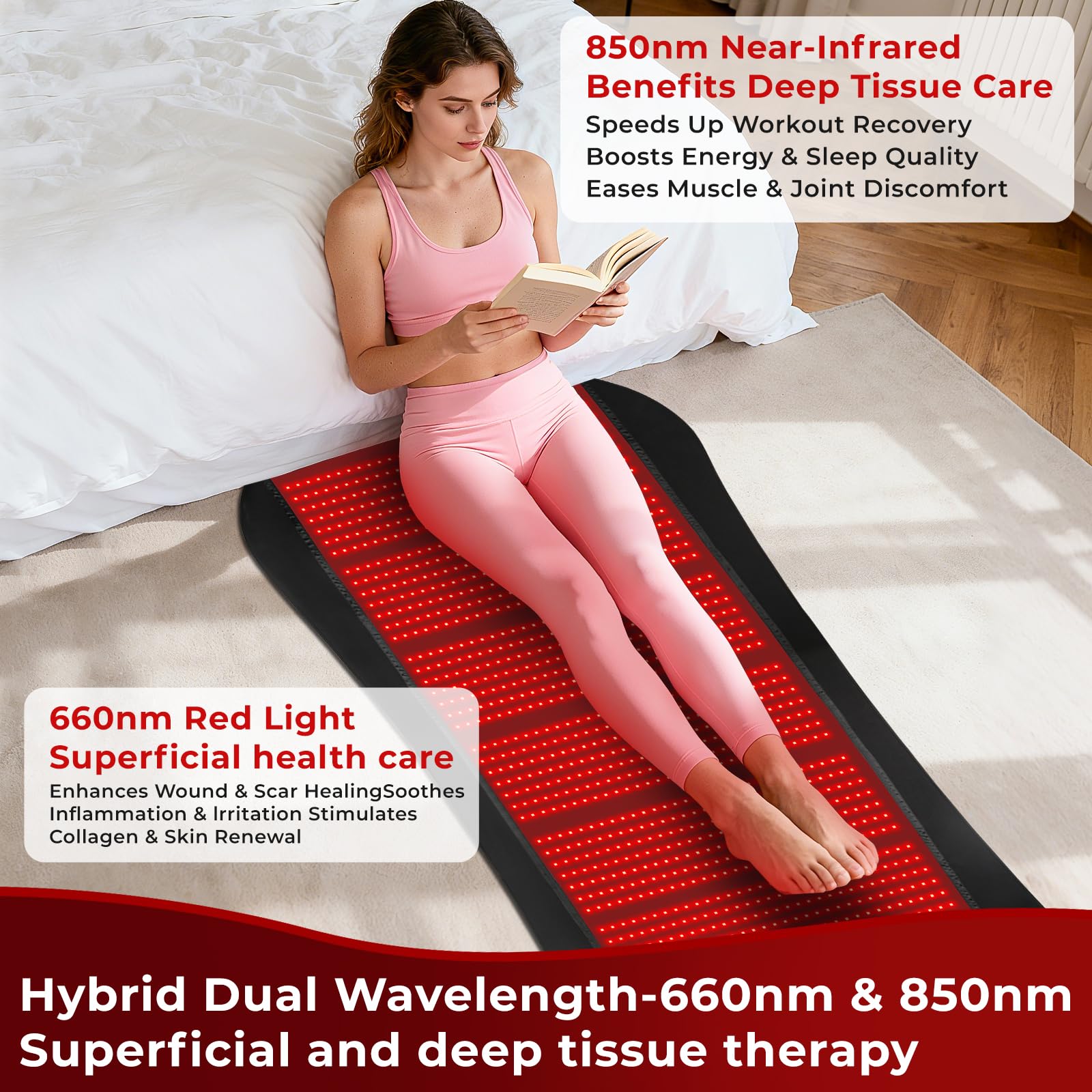 fyovuv premium leather surface on red light therapy mat for hygiene and comfort