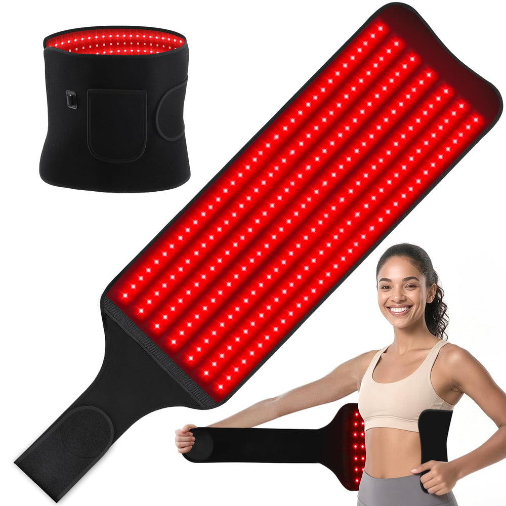 fyovuv red light therapy belt front view with 210 LEDs for home relaxation