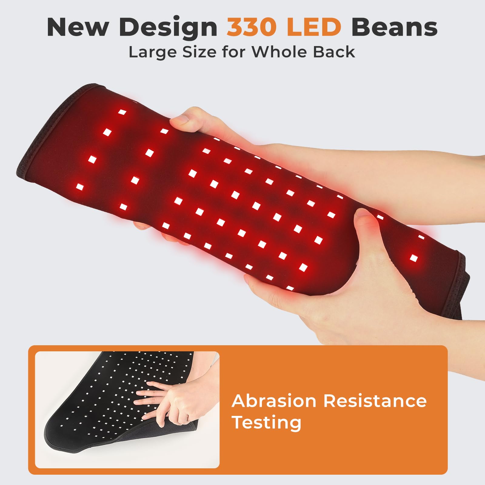 Fyovuv pad close-up emphasizes 660nm and 850nm LEDs for dual light therapy.