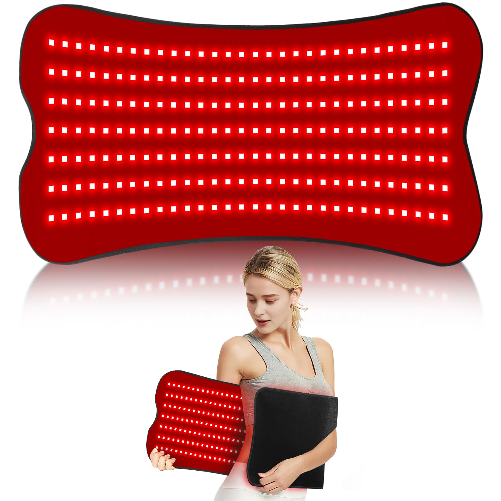 fyovuv red light therapy pad front view highlights wearable comfort for on-the-go use