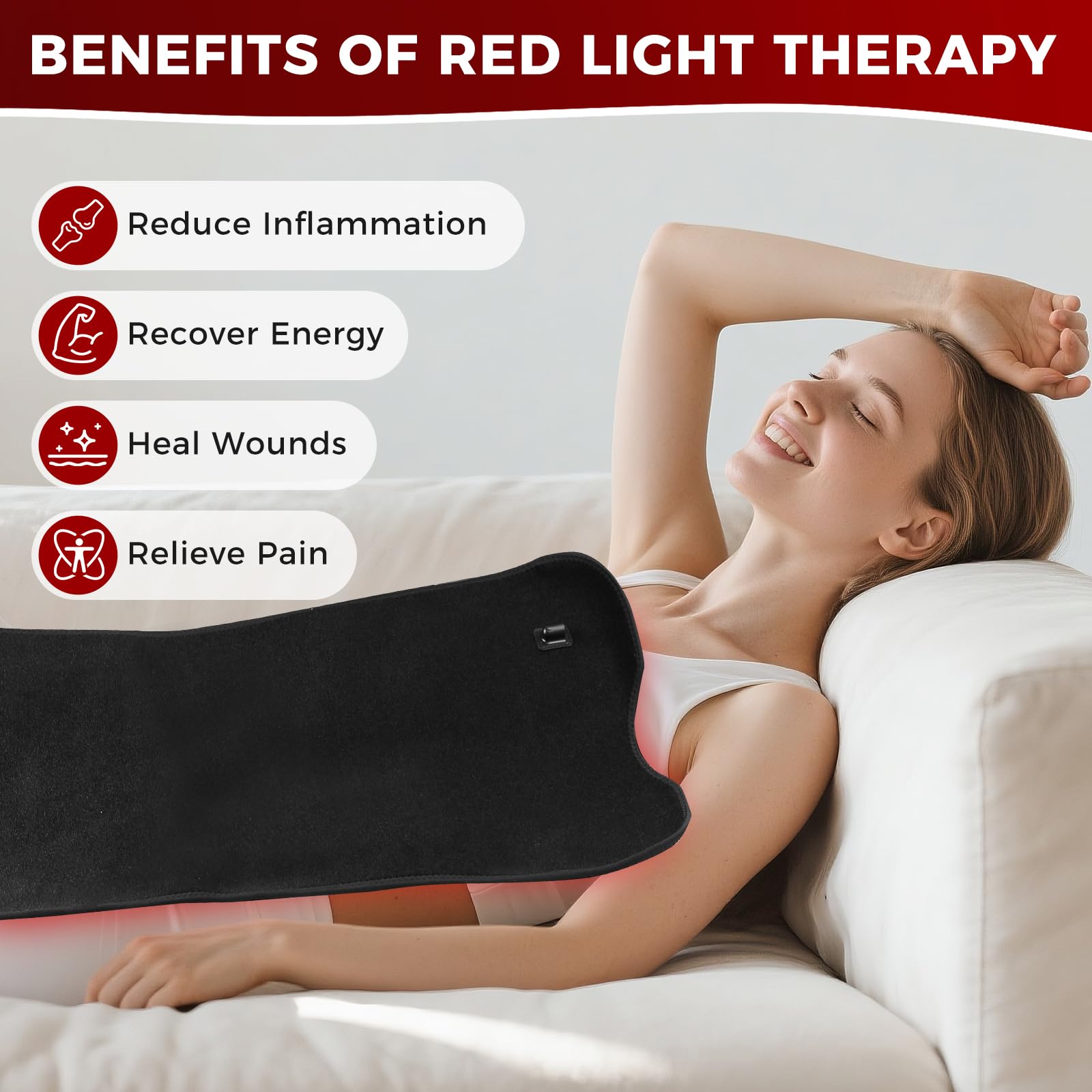 fyovuv red light therapy pad LED detail shows 660nm and 850nm diodes for broad coverage