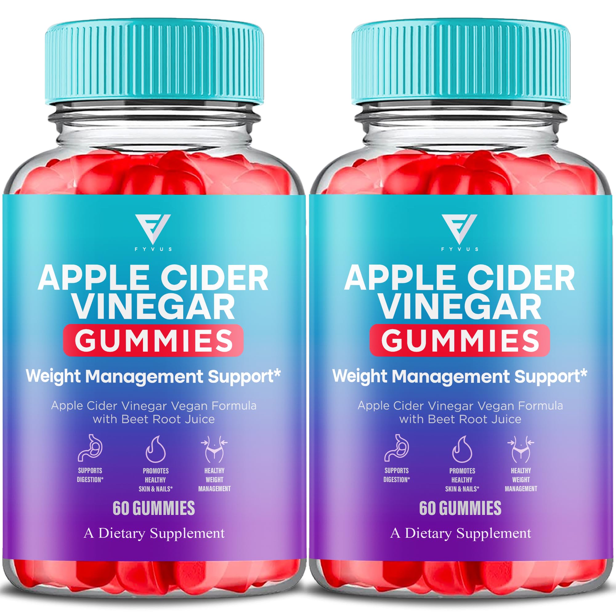 Fyvus Apple Cider Vinegar Gummies bottle on a counter for daily wellness.