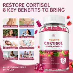 Fzjjyana Cortisol Gummies close-up show raspberry flavor and plant-based formula.