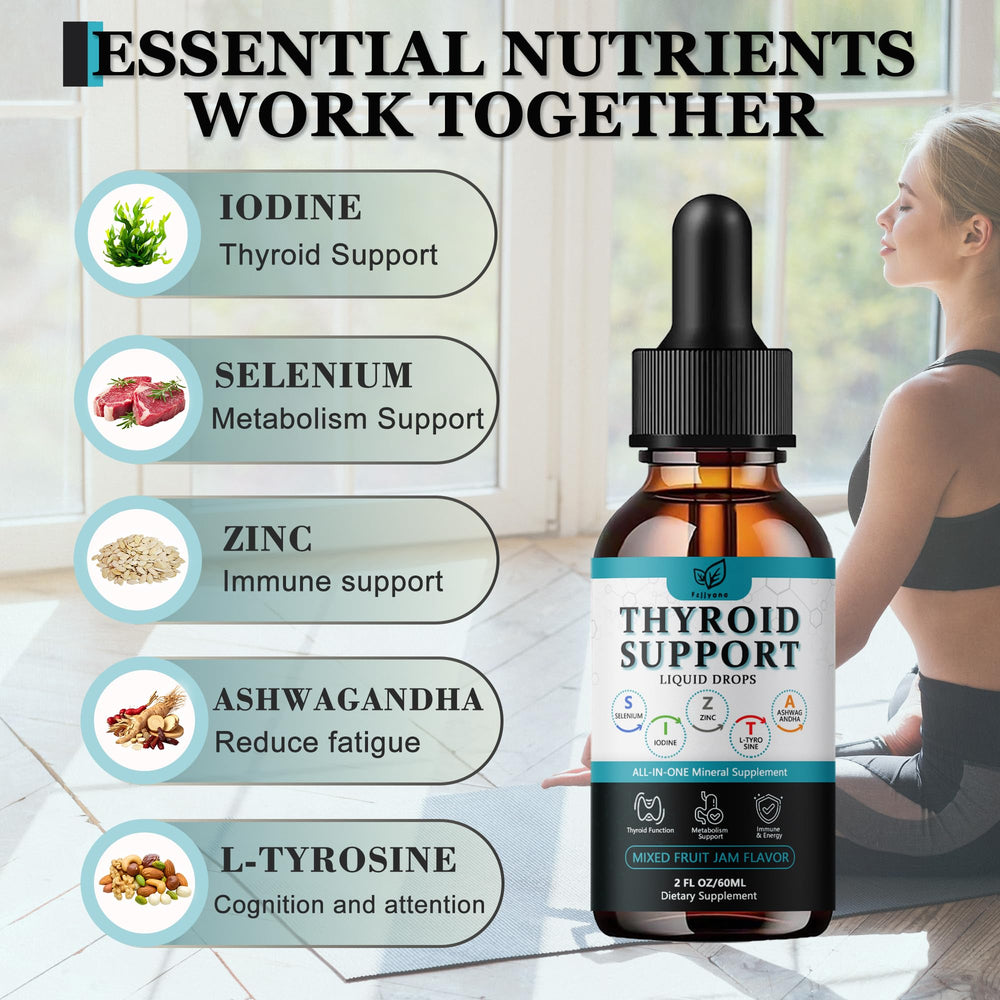 Fzjjyana thyroid drops pour demonstrates easy dosing and quick absorption in water.