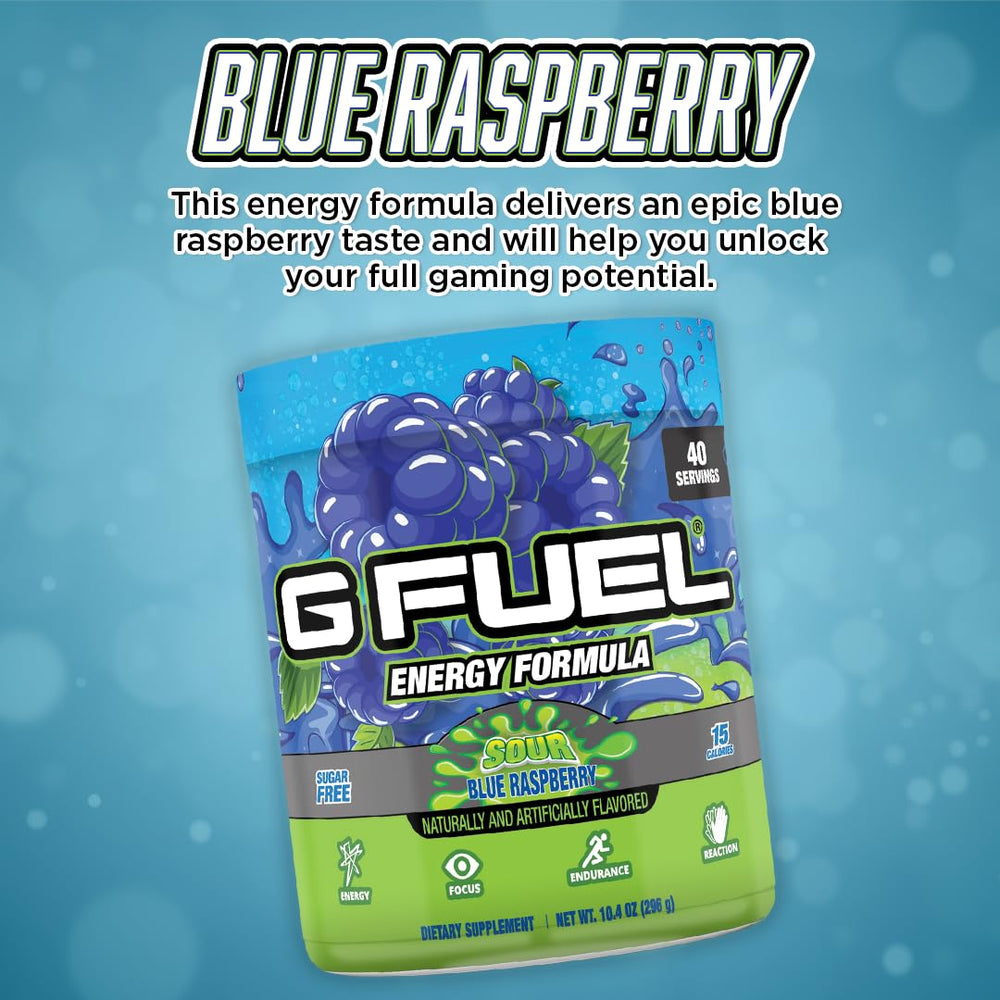 G Fuel Chug Rug mixed 16oz glass with refreshing Sour Blue Raspberry flavor