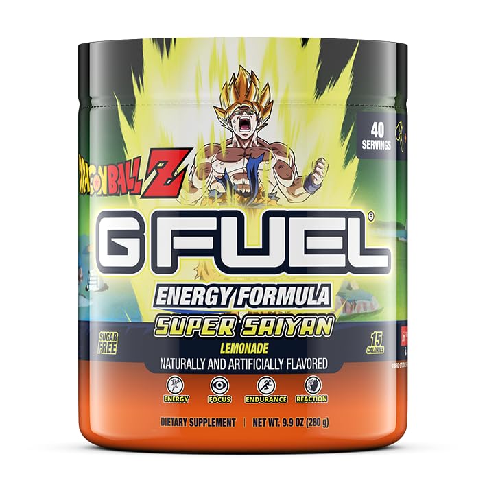 G Fuel Dragon Ball Z energy powder can, ideal for quick gaming refuel