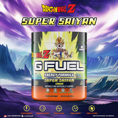 G Fuel Dragon Ball Z lemonade flavor label close-up showing clean sugar-free mix