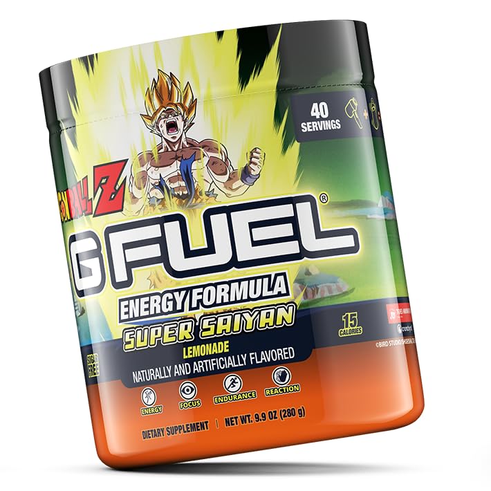 G Fuel scoop with Dragon Ball Z powder spilled ready to blend energy
