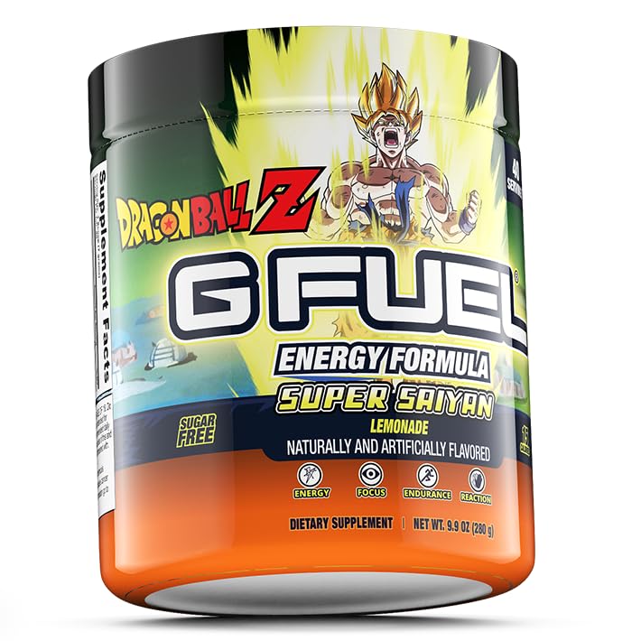 G Fuel Dragon Ball Z lemonade mixed drink in glass, vibrant and refreshing