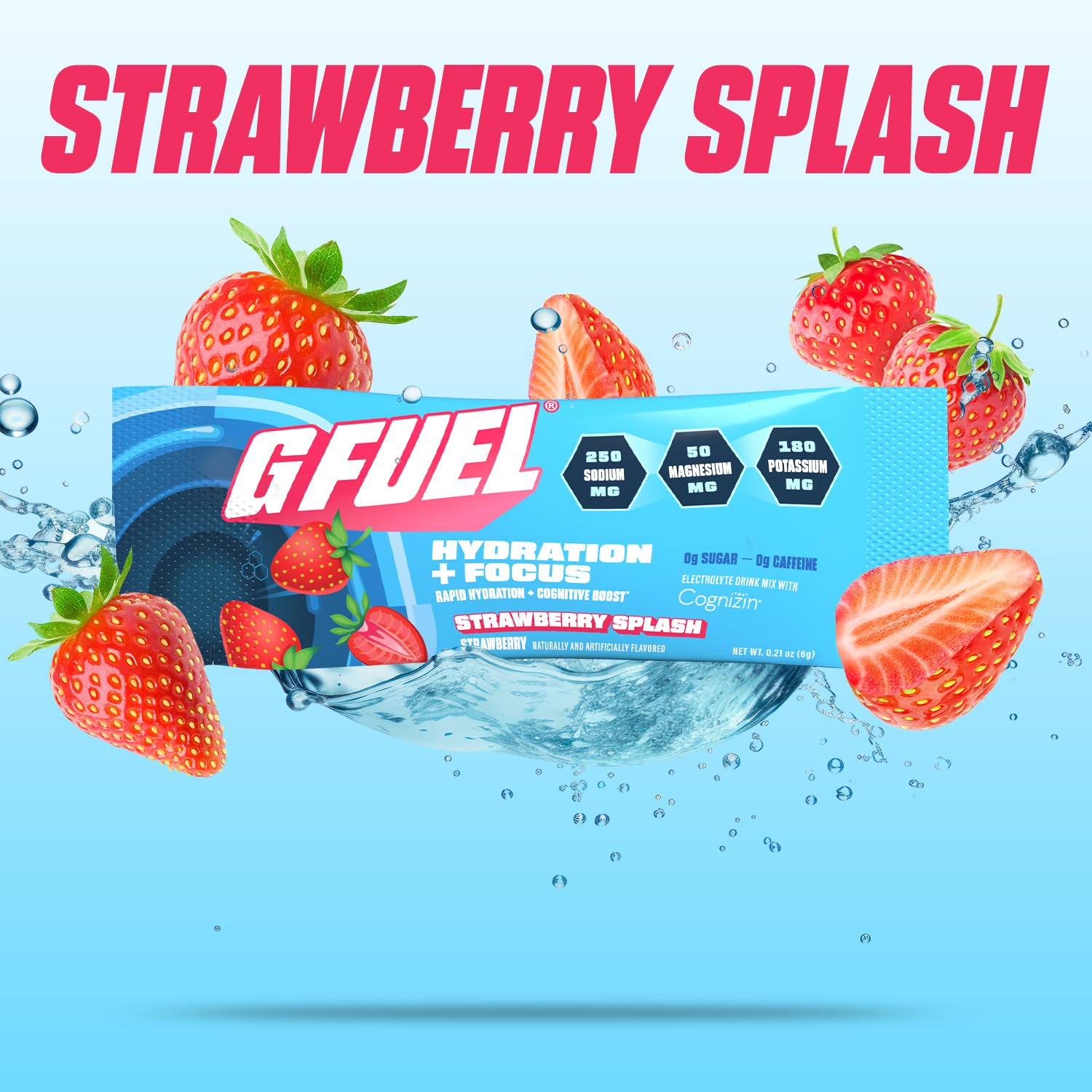 G Fuel electrolytes serving packet ready to mix for quick hydration.