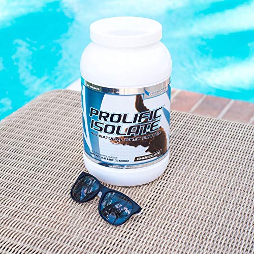 G6 Sports Prolific Isolate 25g scoop beside jar.