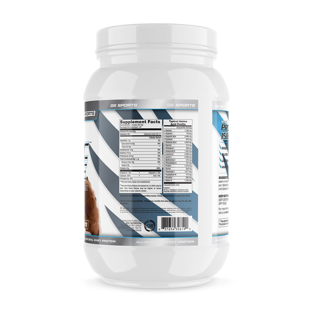 G6 Sports Prolific Isolate vanilla bottle for shake prep.
