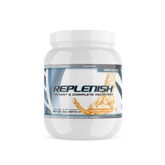 G6 Sports Replenish orange mango tub for post-workout recovery