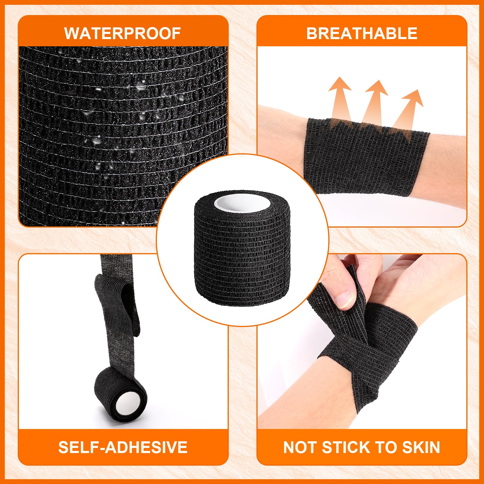 Gabotrie self-adhering wrap sticks to itself with no pins or clips needed.