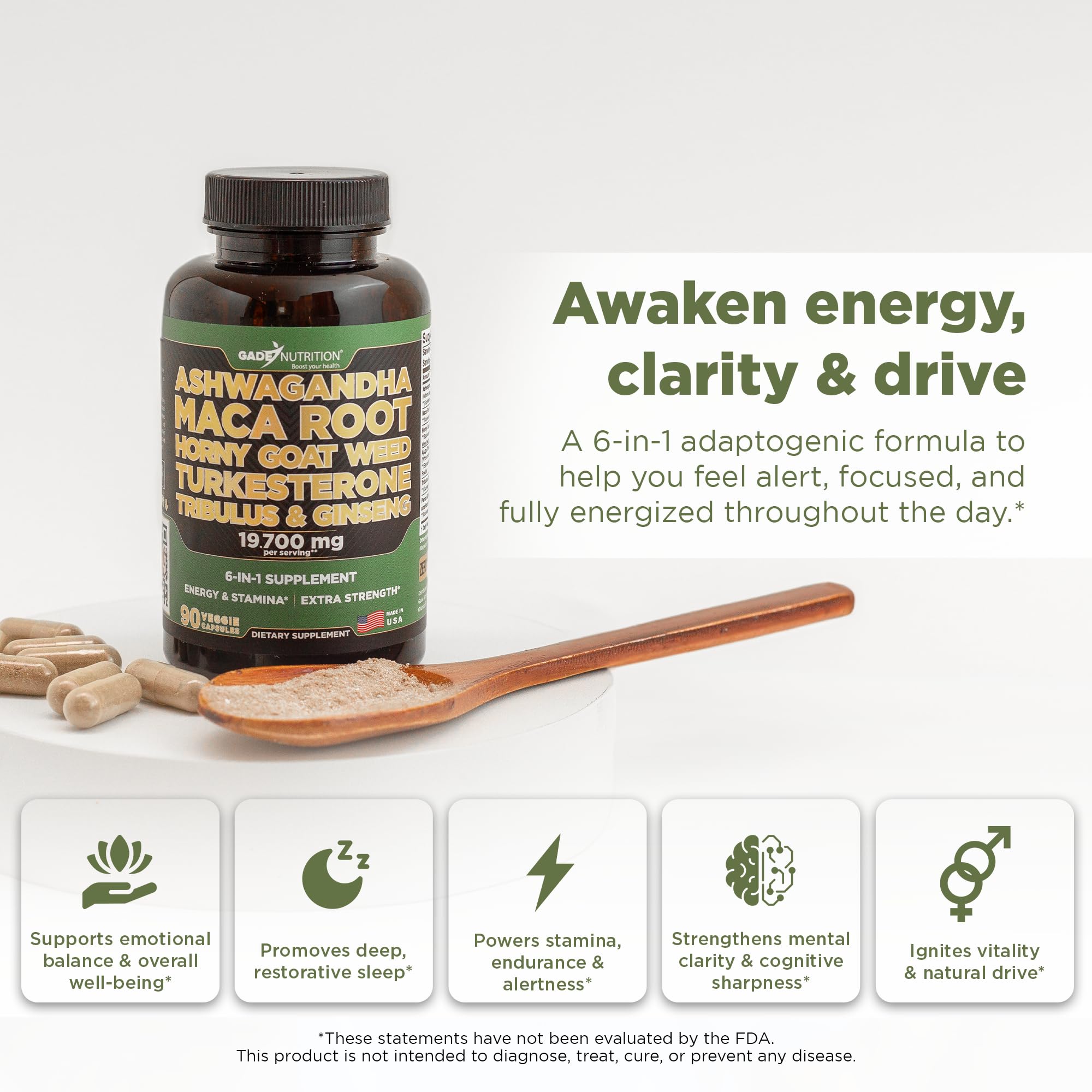 GADE NUTRITION Ashwagandha capsules ready for daily focus and stamina