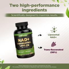 GADE Nutrition NAD+ Resveratrol capsules for convenient daily use.